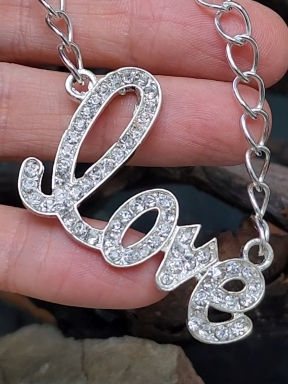 ❤️ Jablonex Czech Crystal Faux Diamonds LOVE Pendant Bracelet